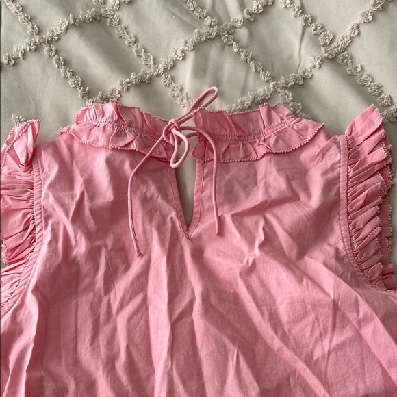 J. Crew Factory Pink Ruffle Sleeveless Top - Picture 2 of 2